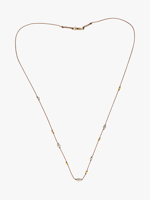 Grey diamond and gold bead wren necklace  photo
