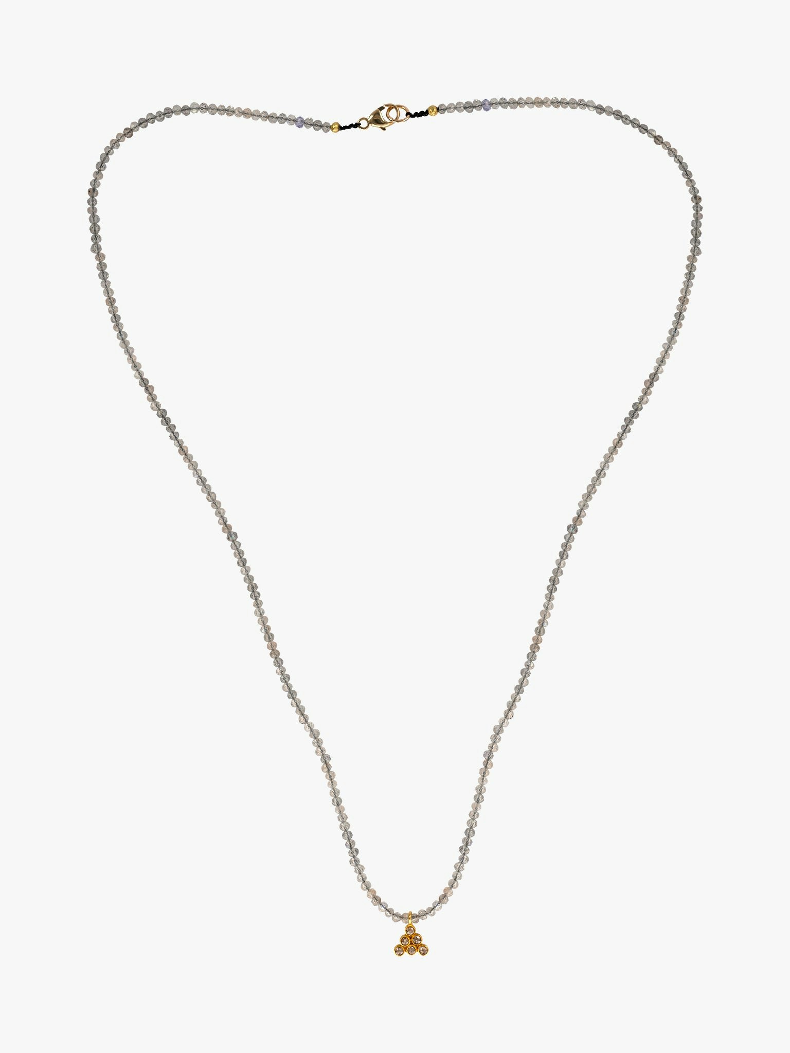 Labradorite and diamond beaded necklace photo 1