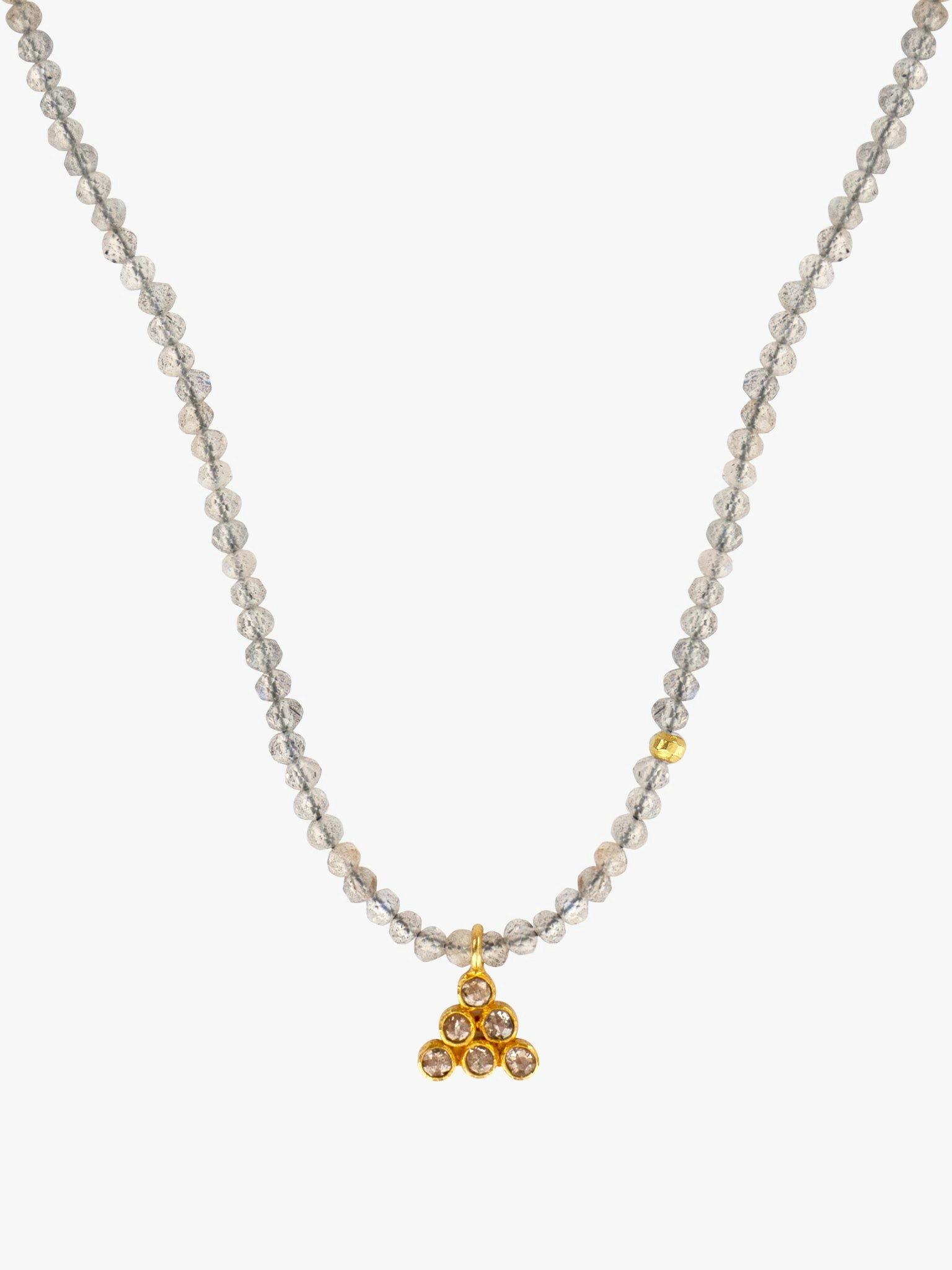 Labradorite and diamond beaded necklace photo 2