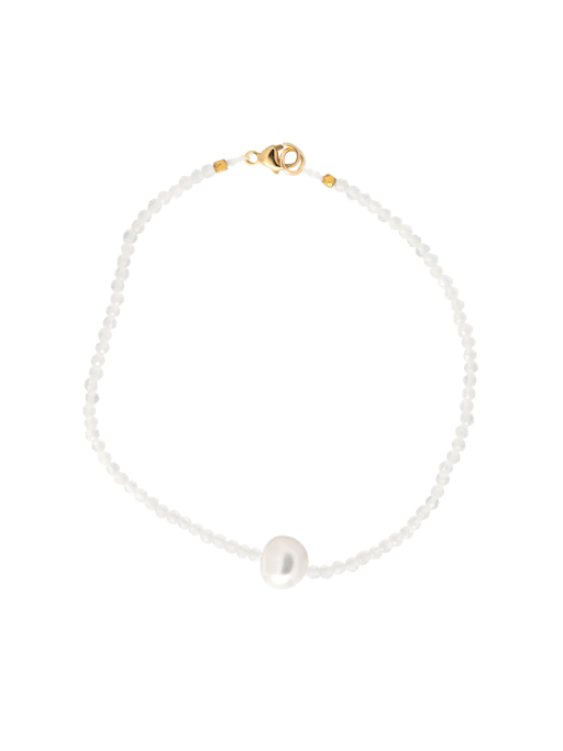 Moonstone and pearl beaded bracelet photo