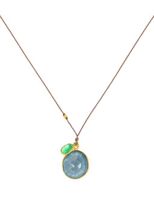 London blue topaz and emerald pendant necklace photo
