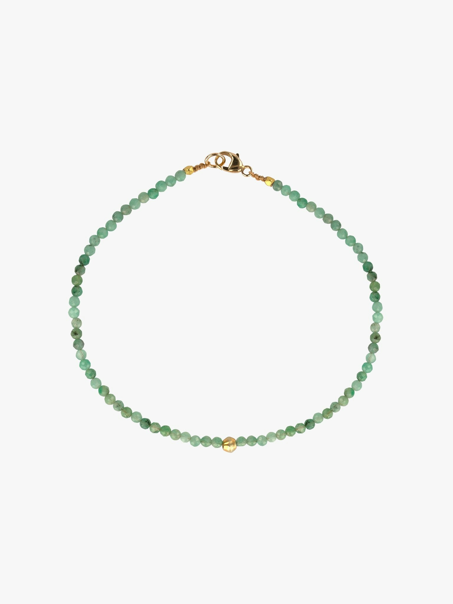 Emerald and gold beaded bracelet photo 1