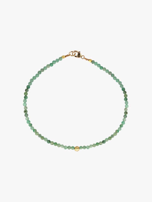 Emerald and gold beaded bracelet photo