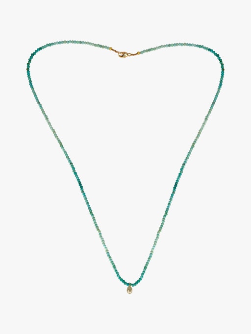 Ombre turquoise and diamond briolette beaded necklace photo