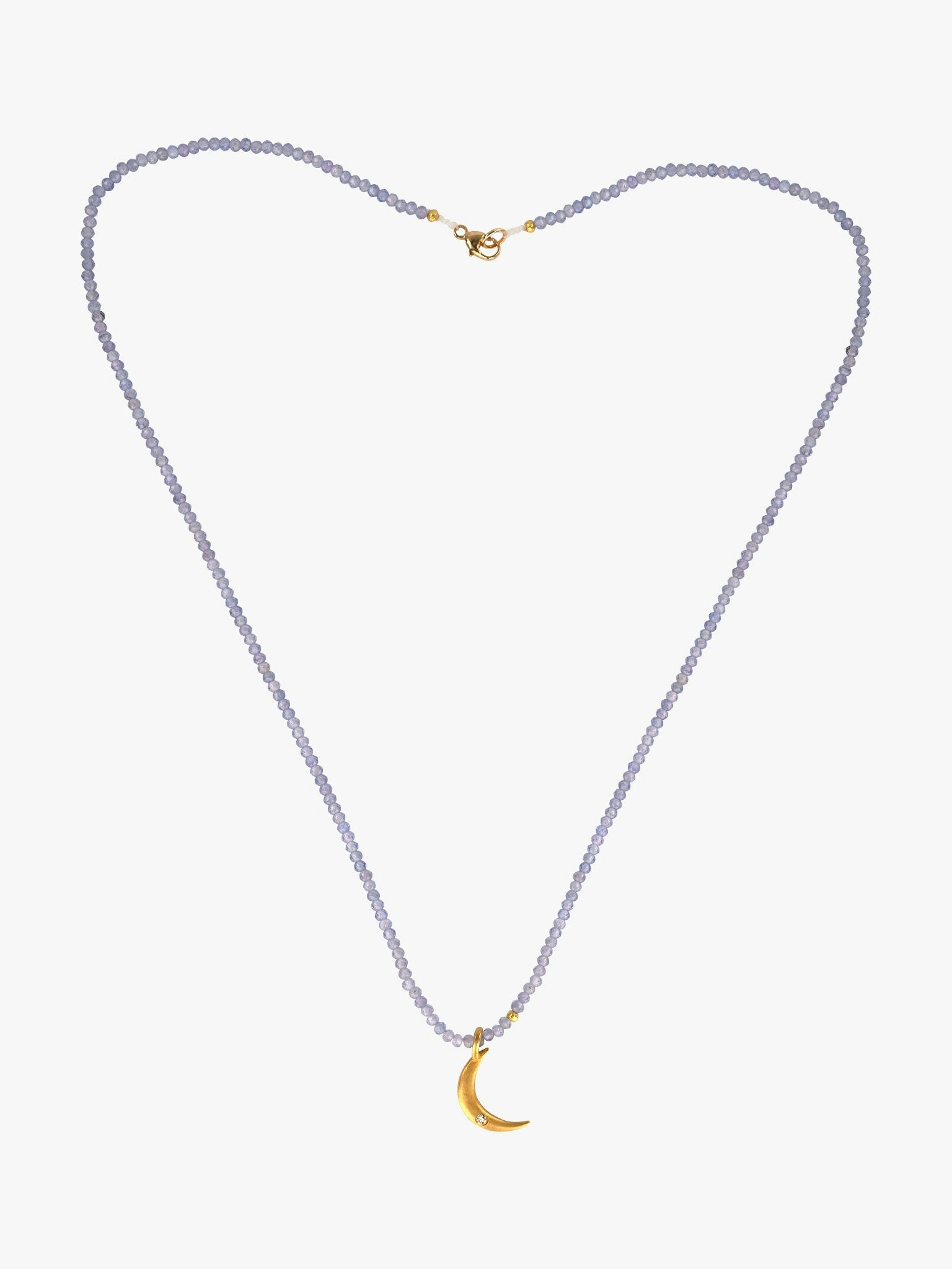 Tanzanite and diamond moon beaded necklace photo 1