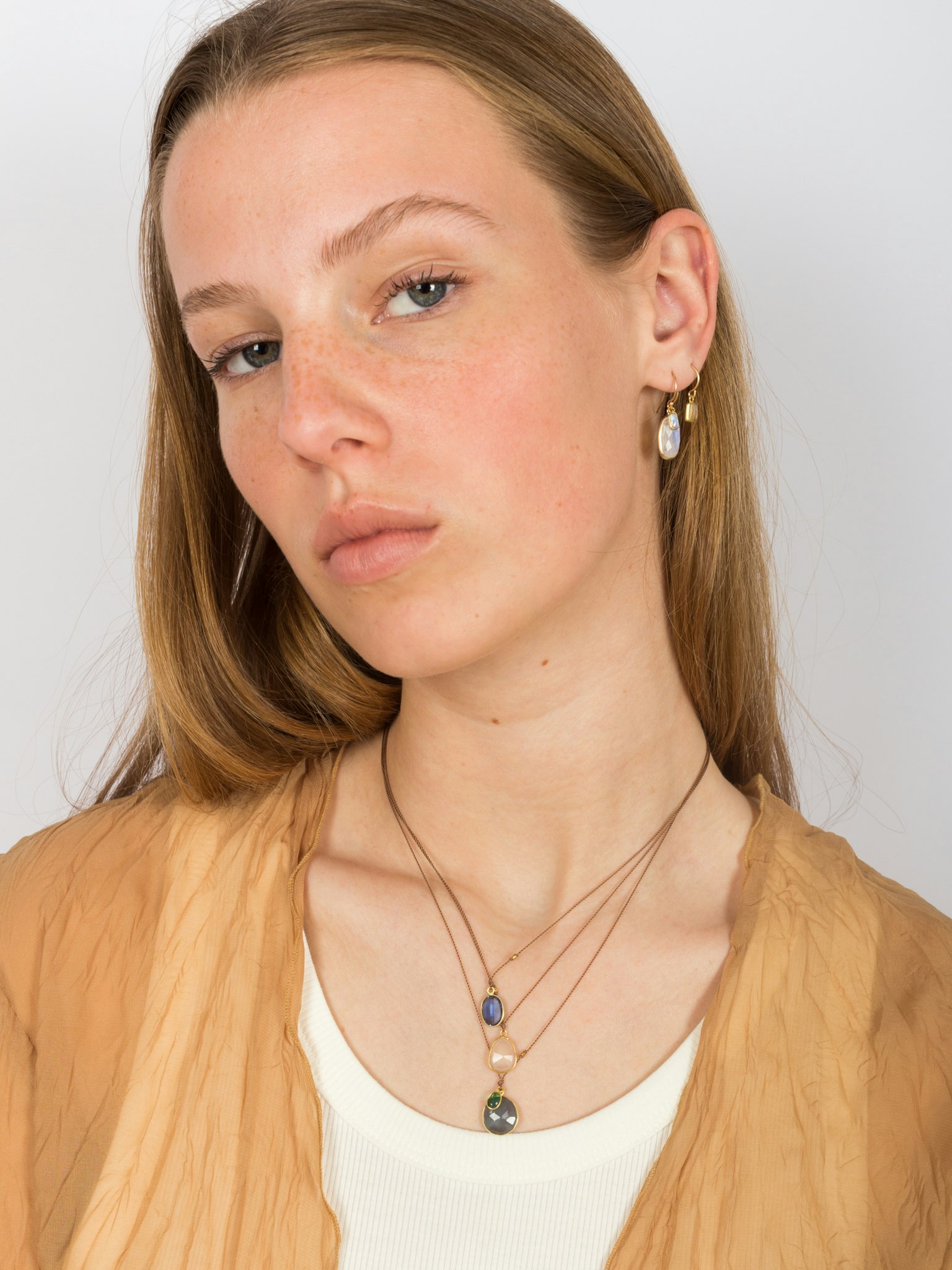 Rainbow moonstone double earrings photo 4