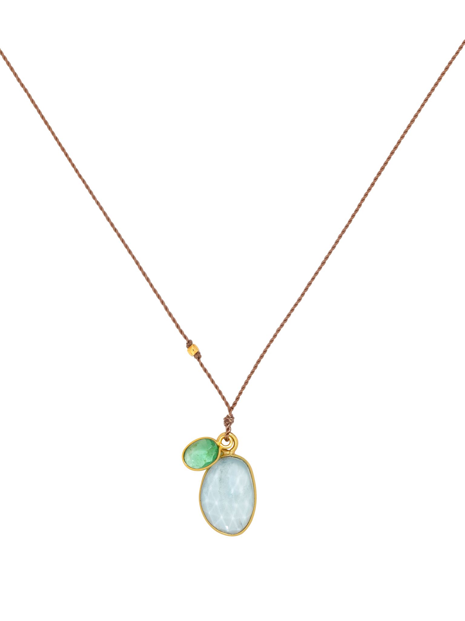 Aquamarine and emerald pendant necklace photo 1