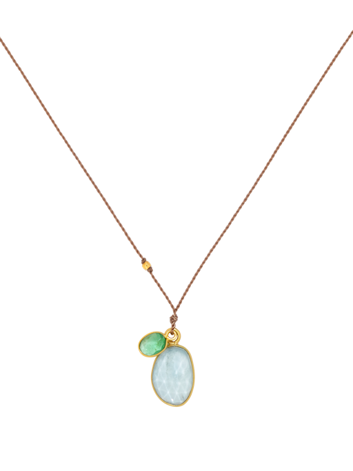 Aquamarine and emerald pendant necklace photo