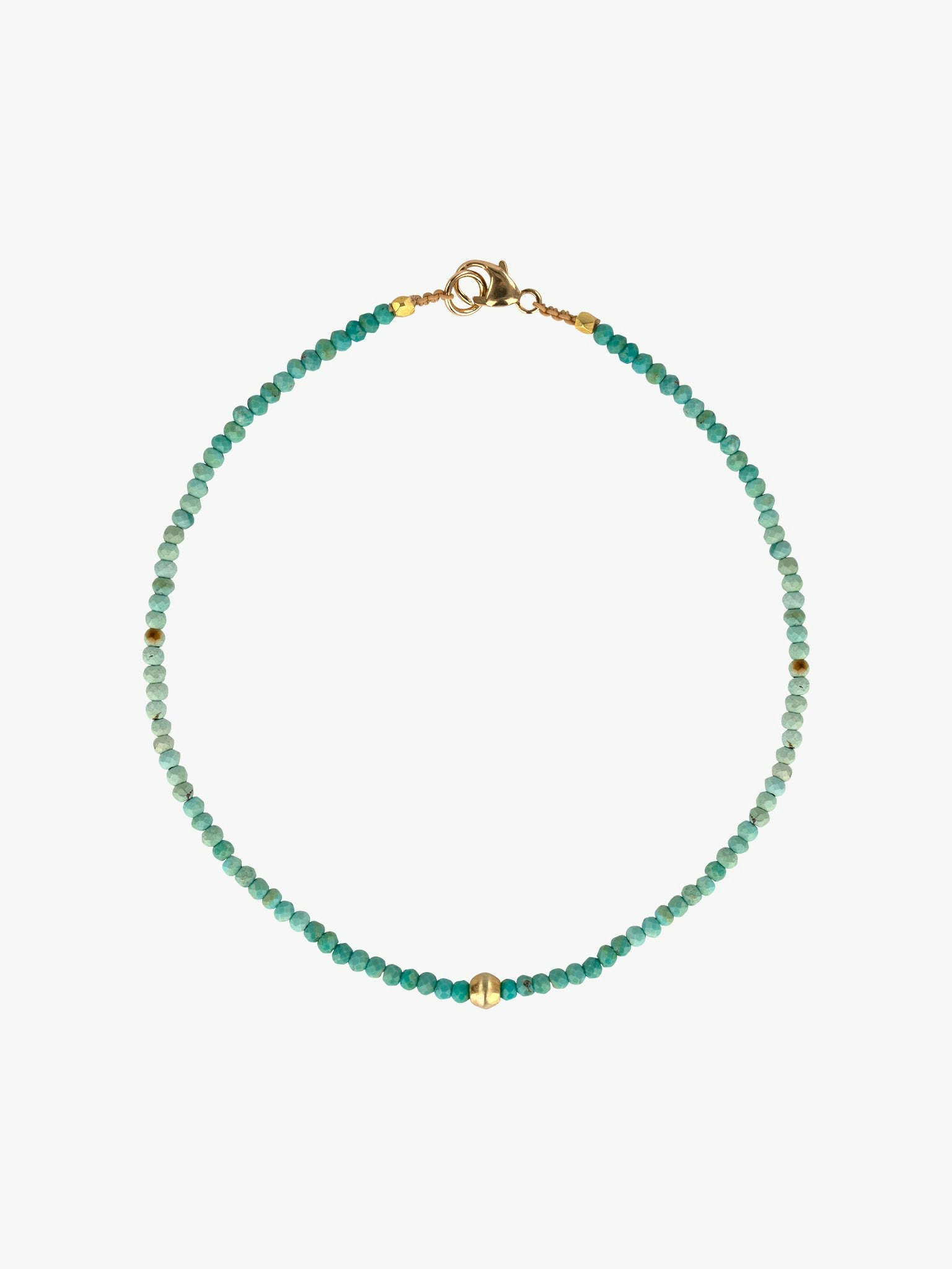Ombre turquoise and gold beaded bracelet photo 1
