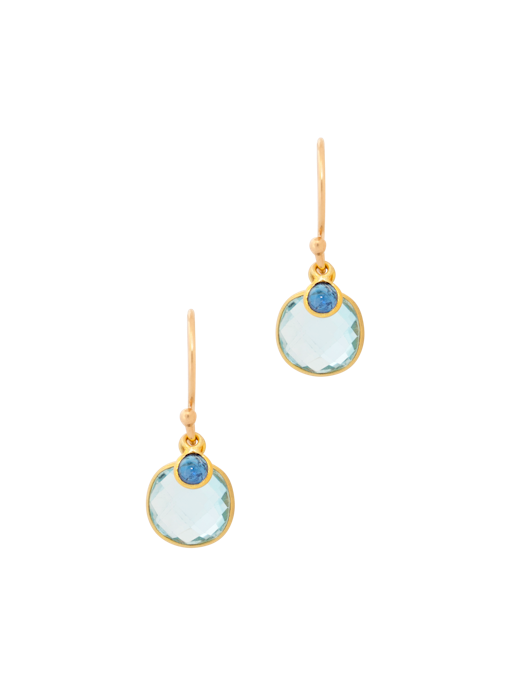 Small blue topaz and cabochon sapphire earrings photo
