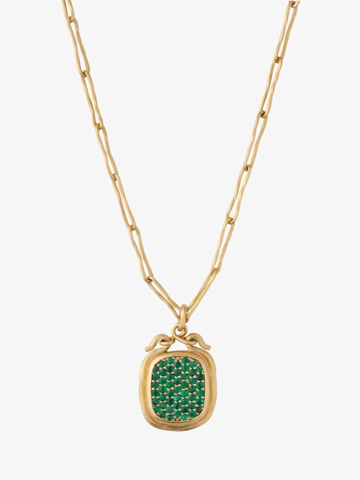 Flow pendant with emeralds photo