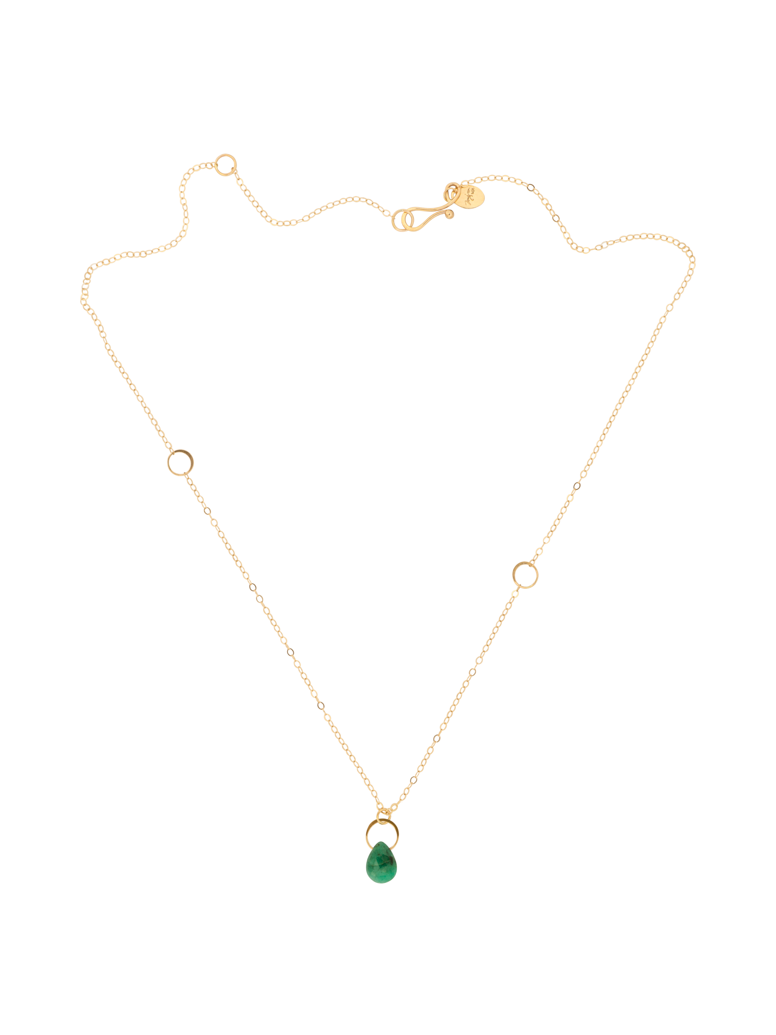 Emerald single drop necklace photo 3