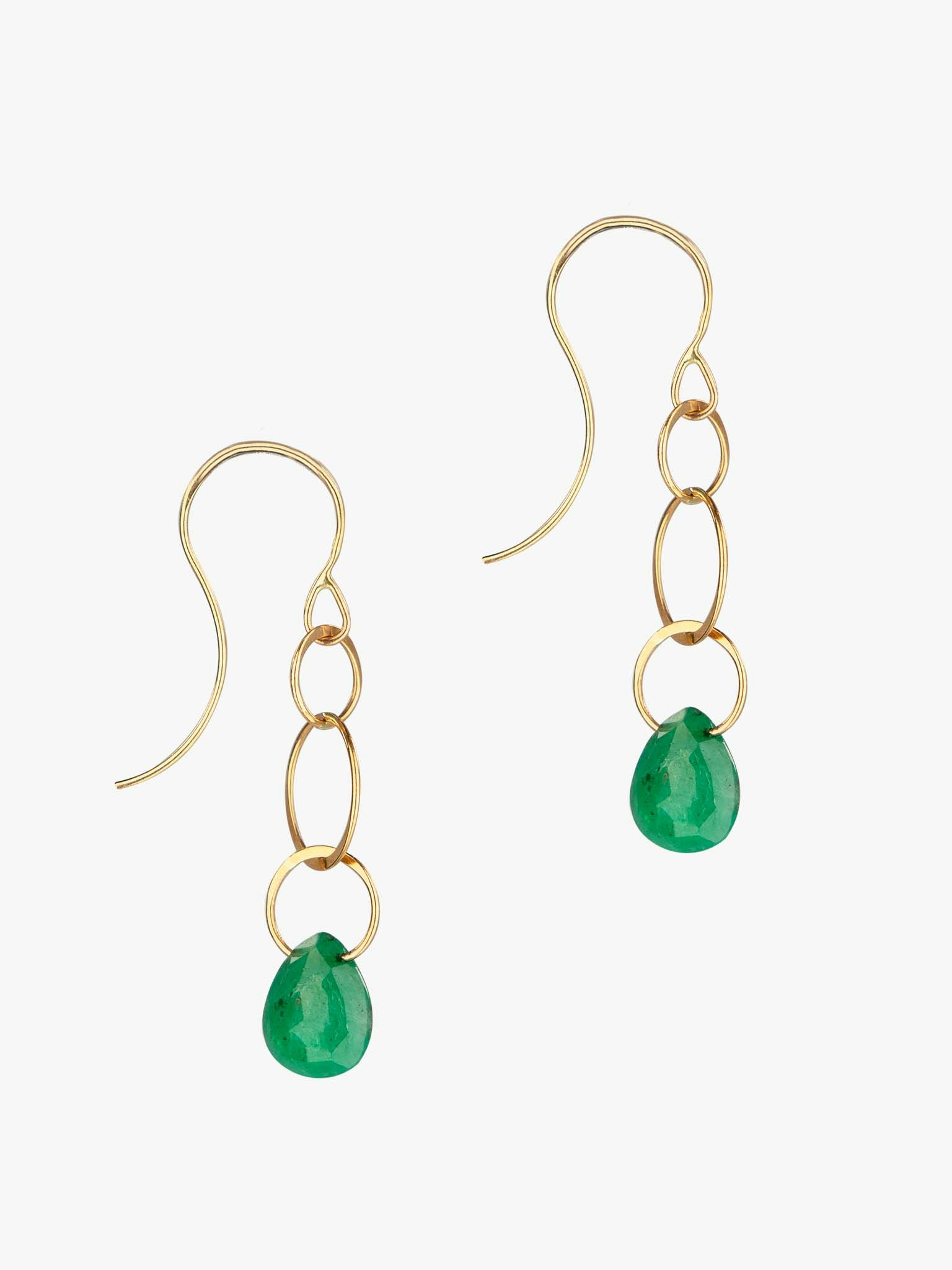 Emerald single drop earrings photo 1