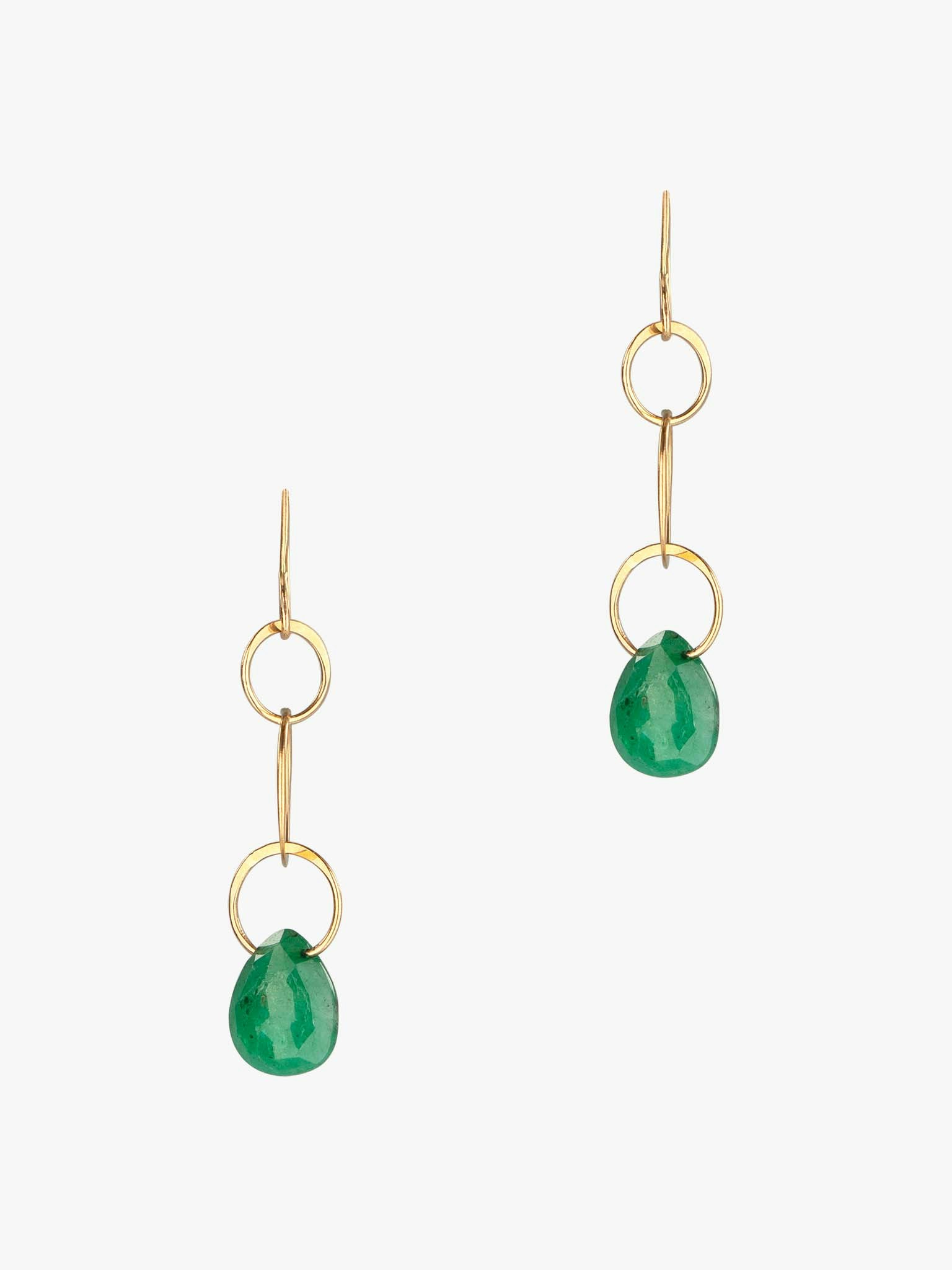 Emerald single drop earrings photo 3