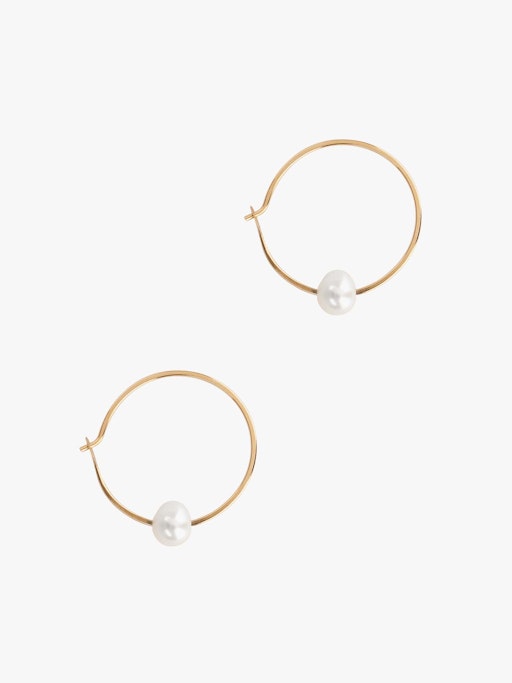 Hoops with single floating pearl photo