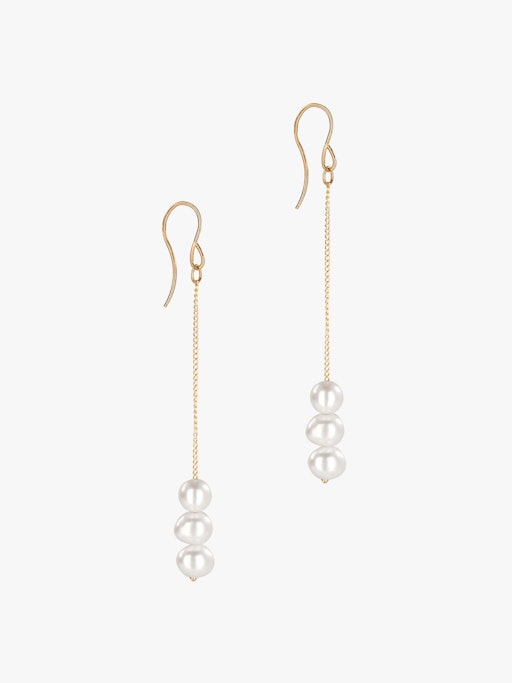 Chain drop earrings with pearls photo