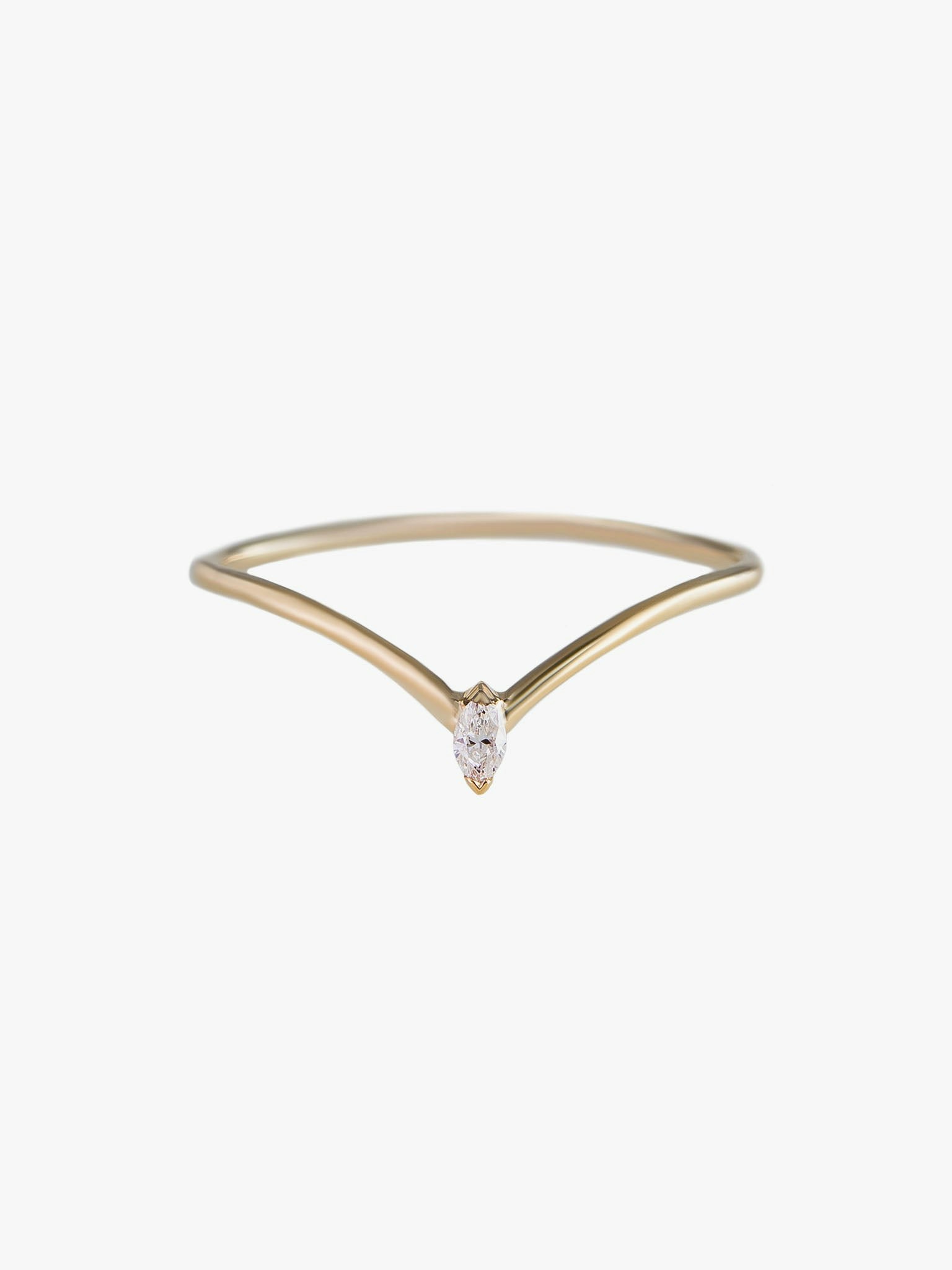Single marquise diamond fleurescent stacking ring photo 1