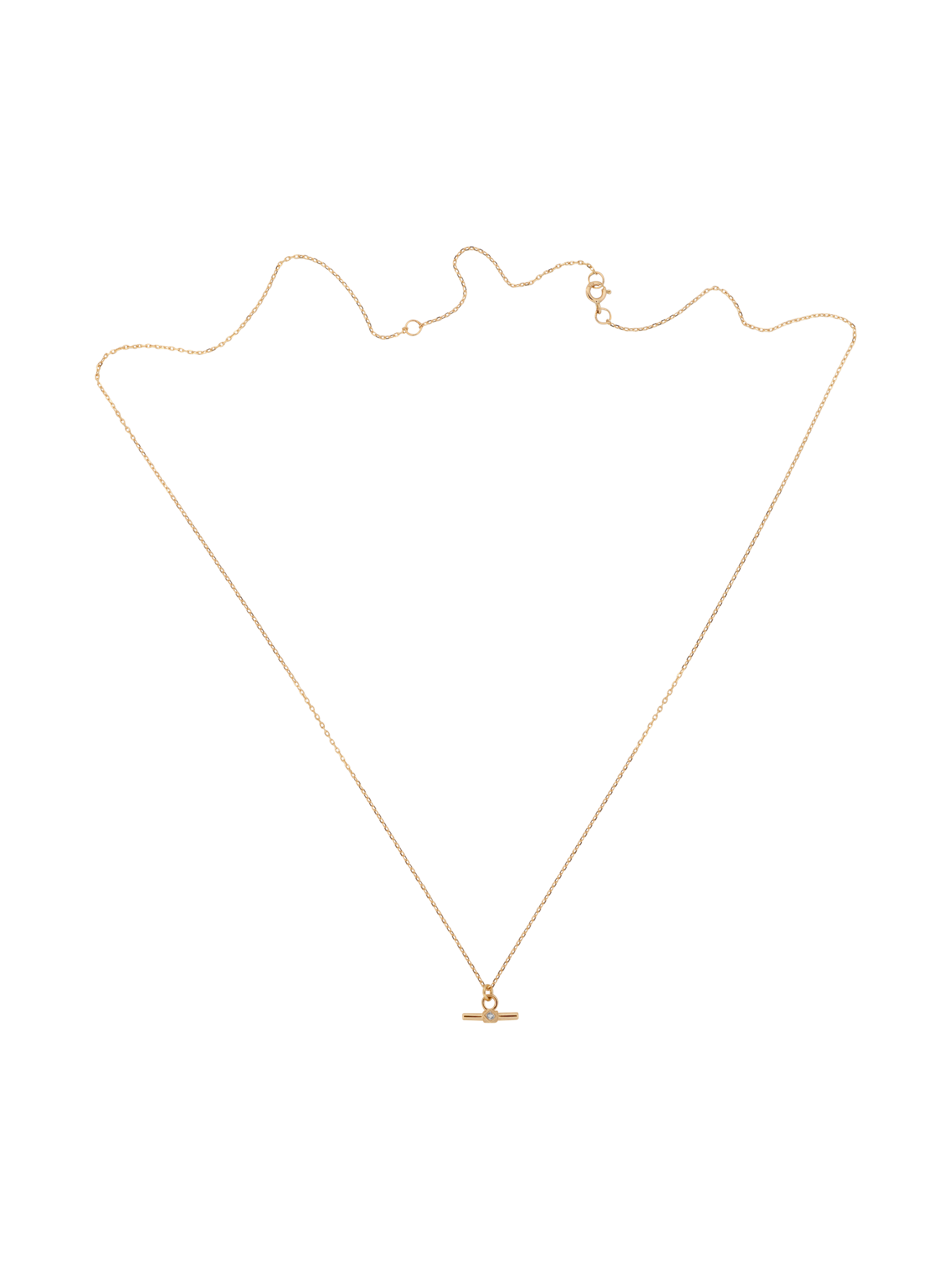 Short T bar diamond pendant necklace photo 3
