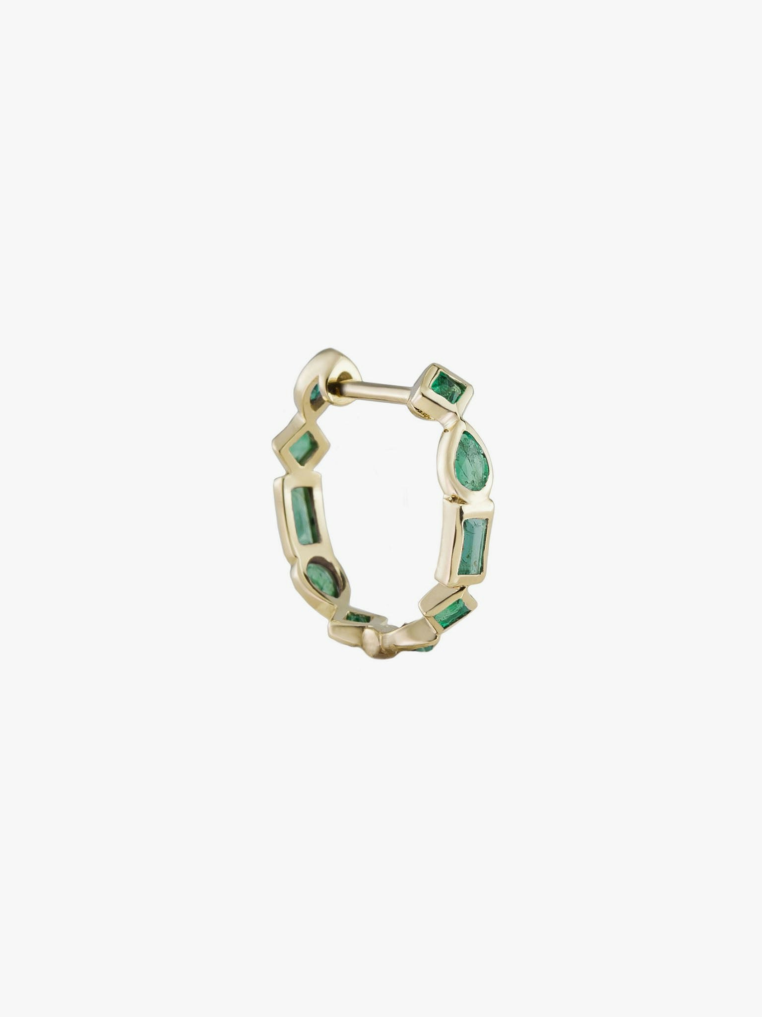 Small mixed cut emerald hoop photo 1