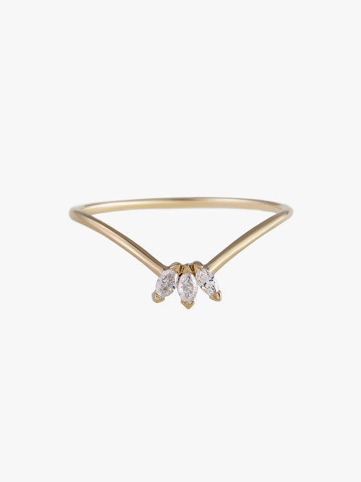 Triple marquise diamond fleurescent stacking ring photo