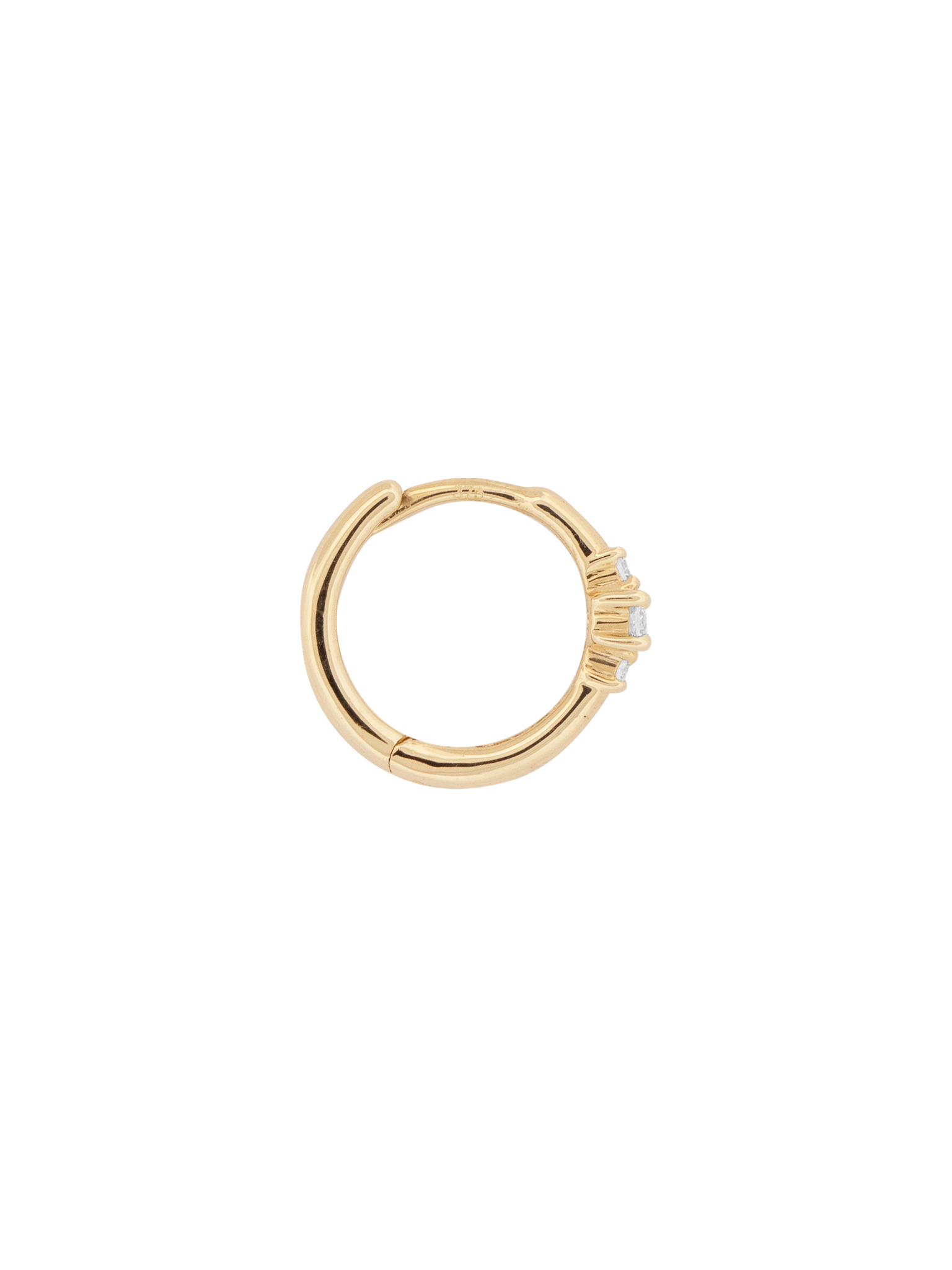 Petite triple white diamond clicker hoop photo 3
