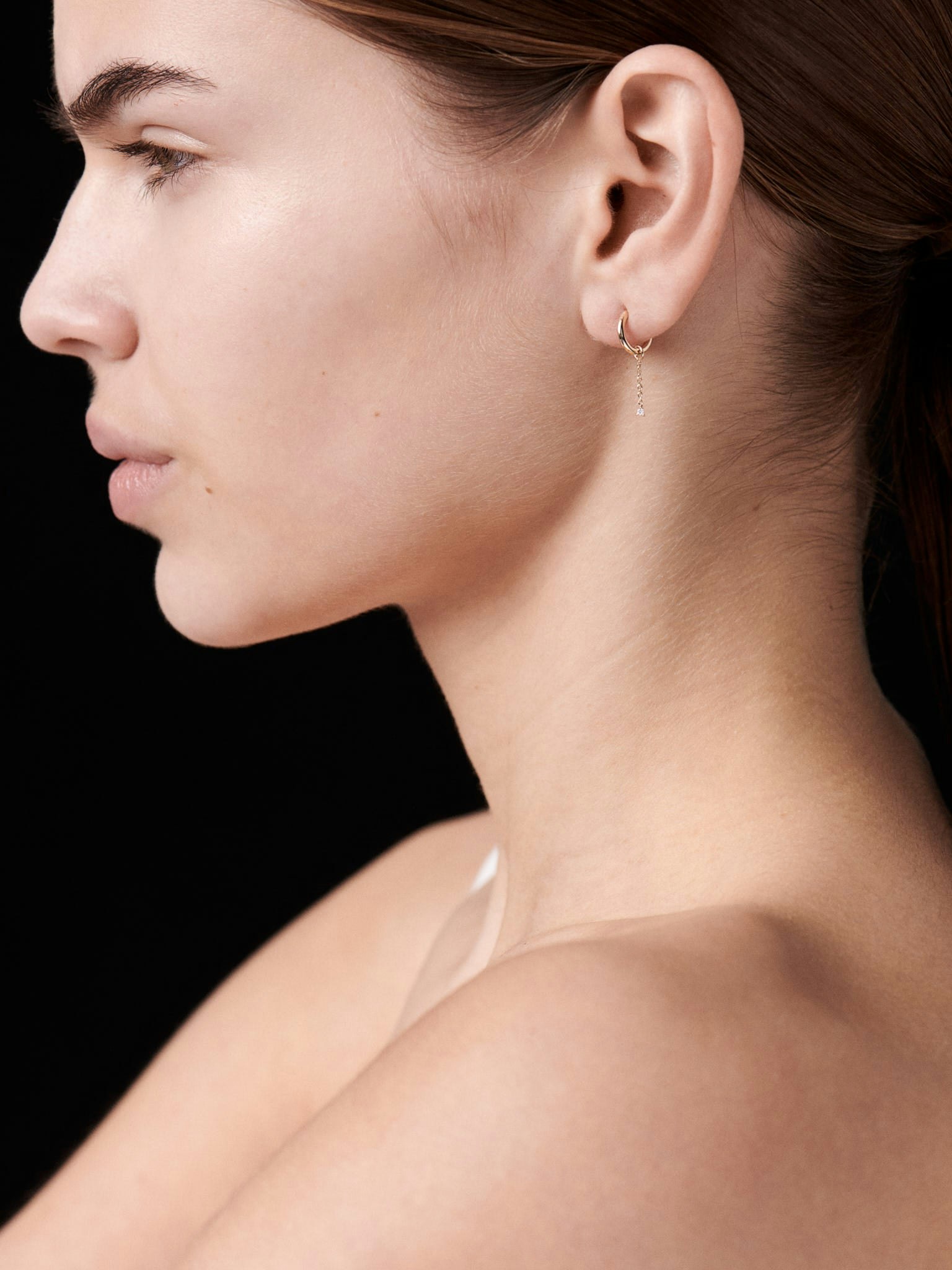 Petite diamond chain hoop photo 5