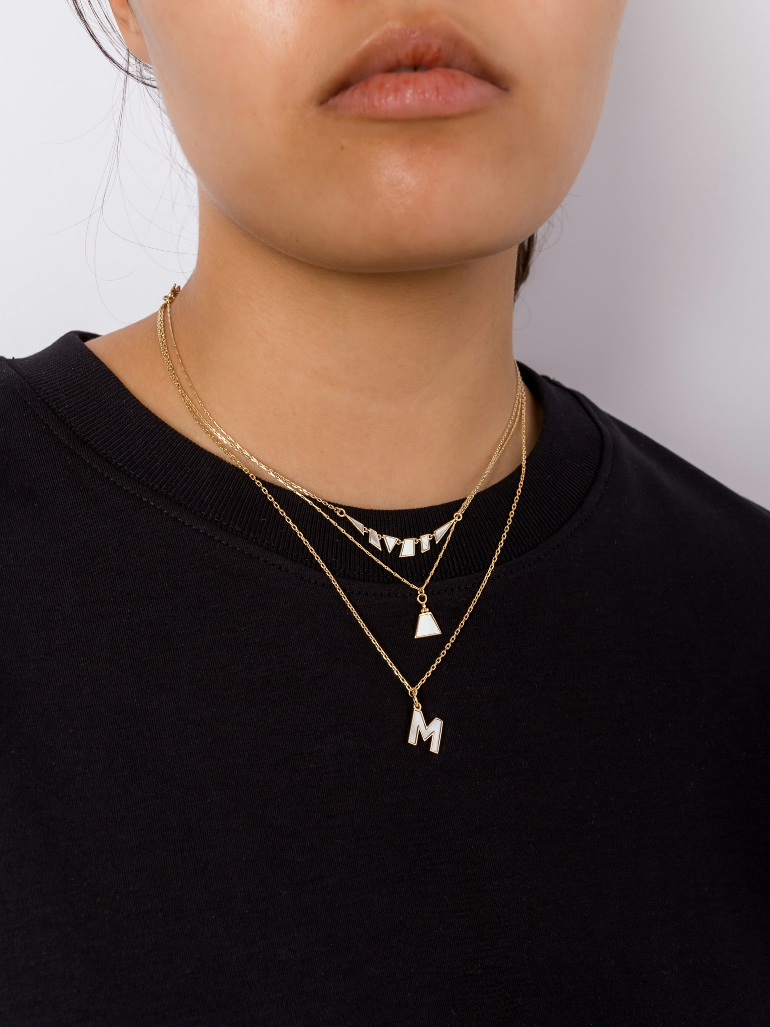 Mother of pearl initial necklace photo 4