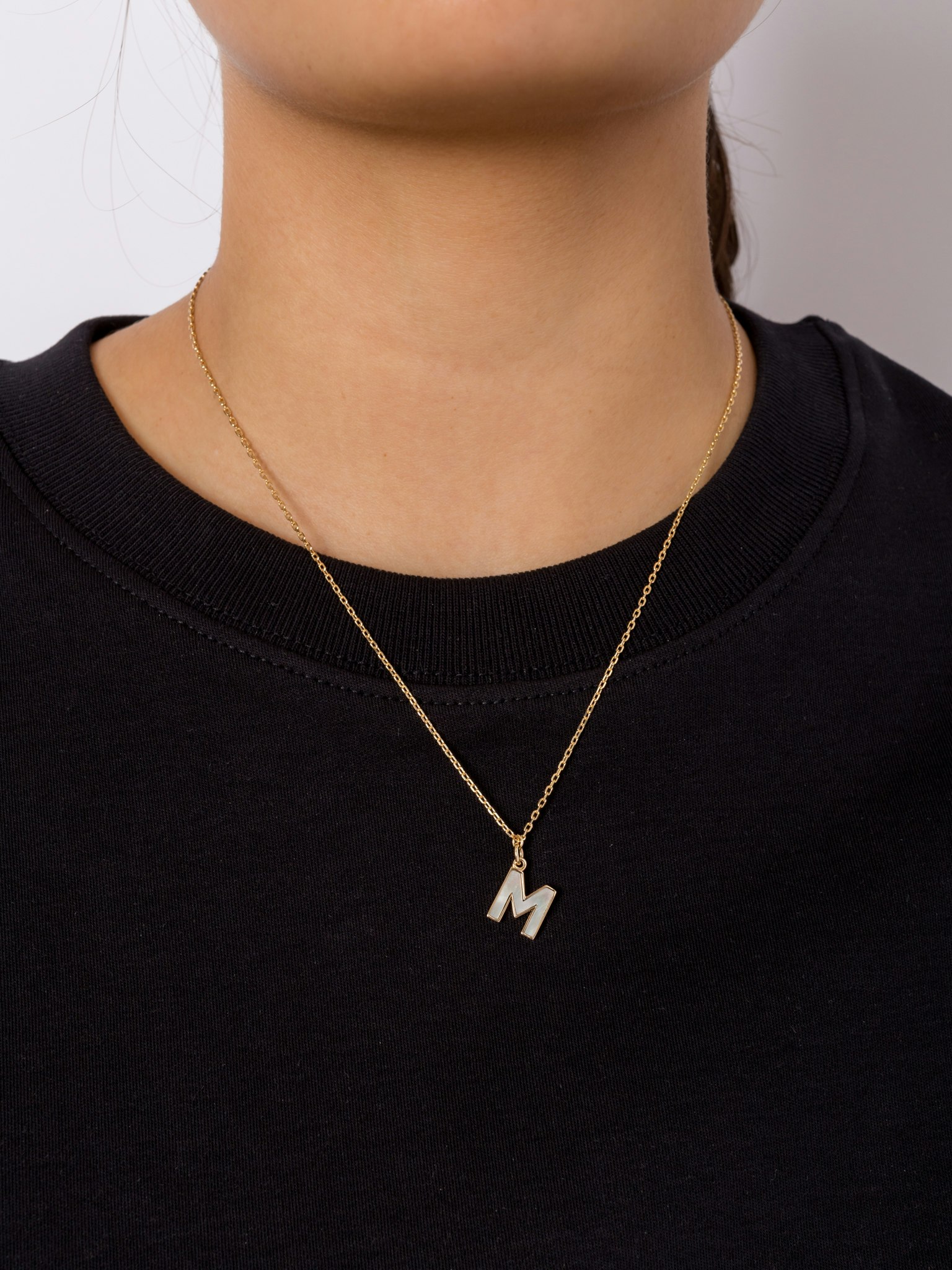 Mother of pearl initial necklace photo 2
