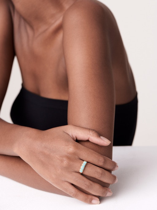 Turquoise five triangle ring photo