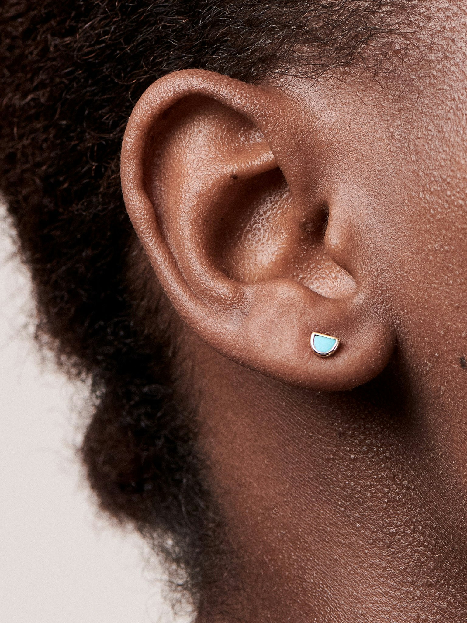 Turquoise half moon stud photo 2
