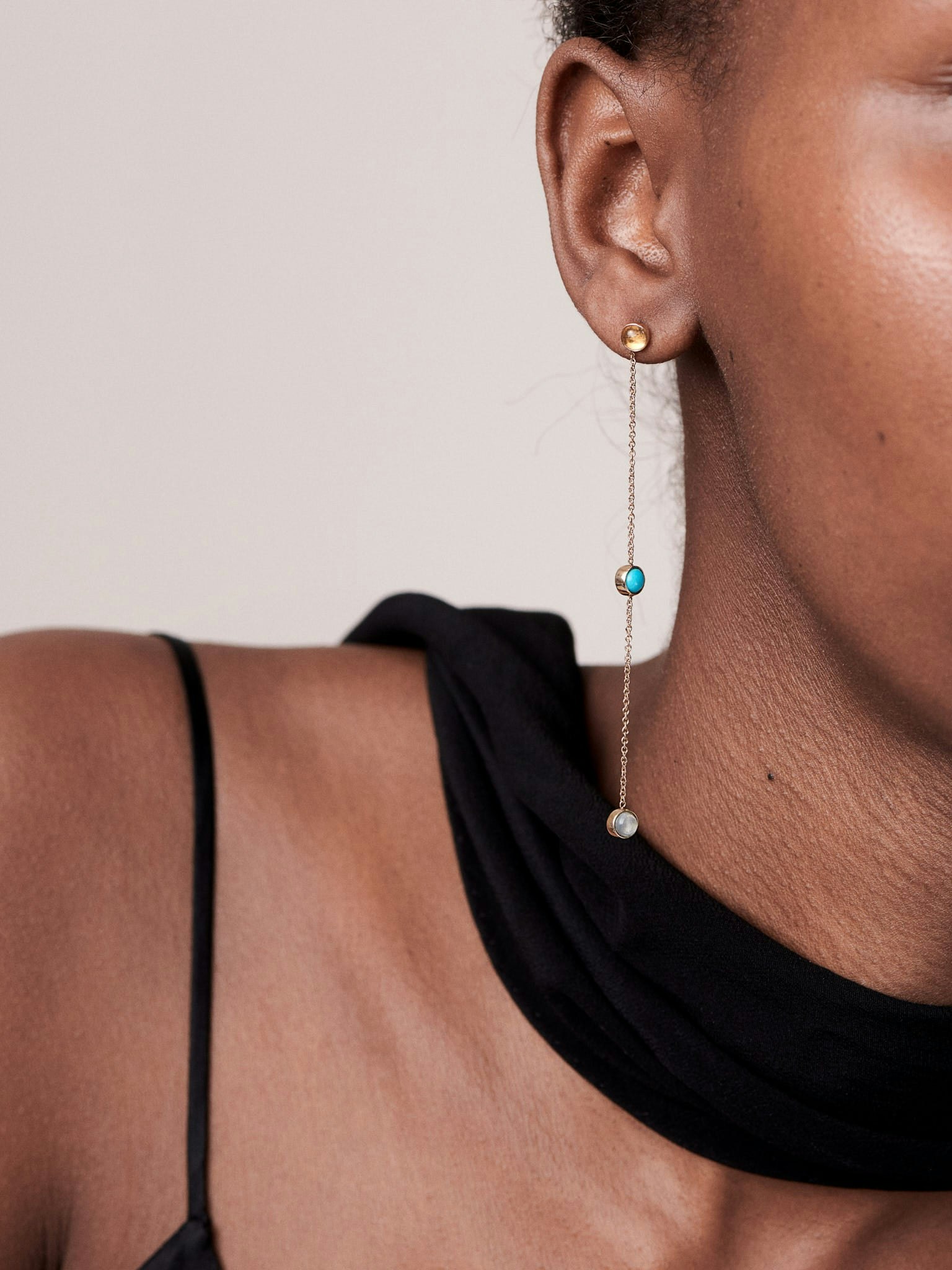 Birthstone two drop single earring photo 2