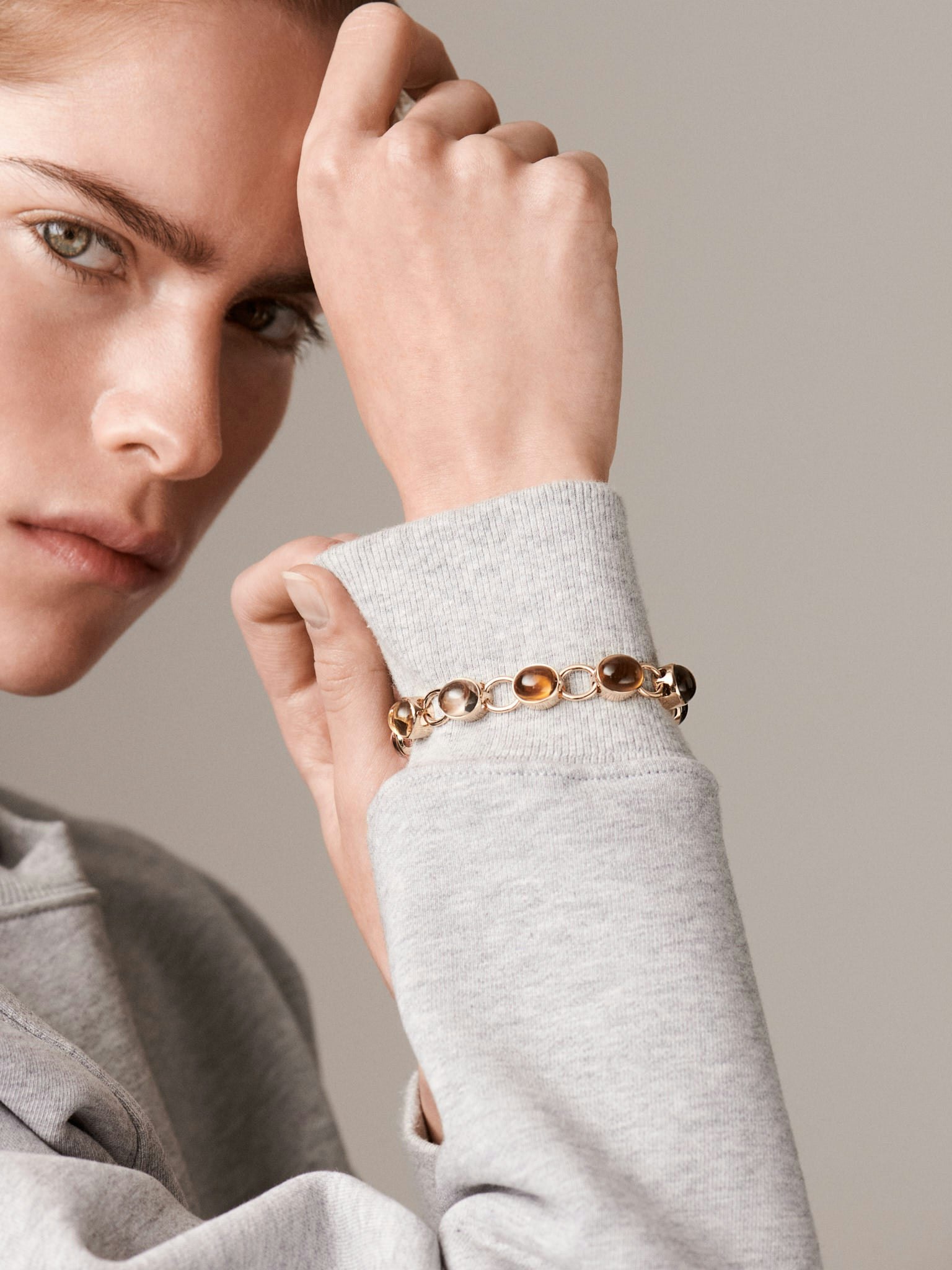 Harlequin gemstone and pavé diamonds bracelet photo 2