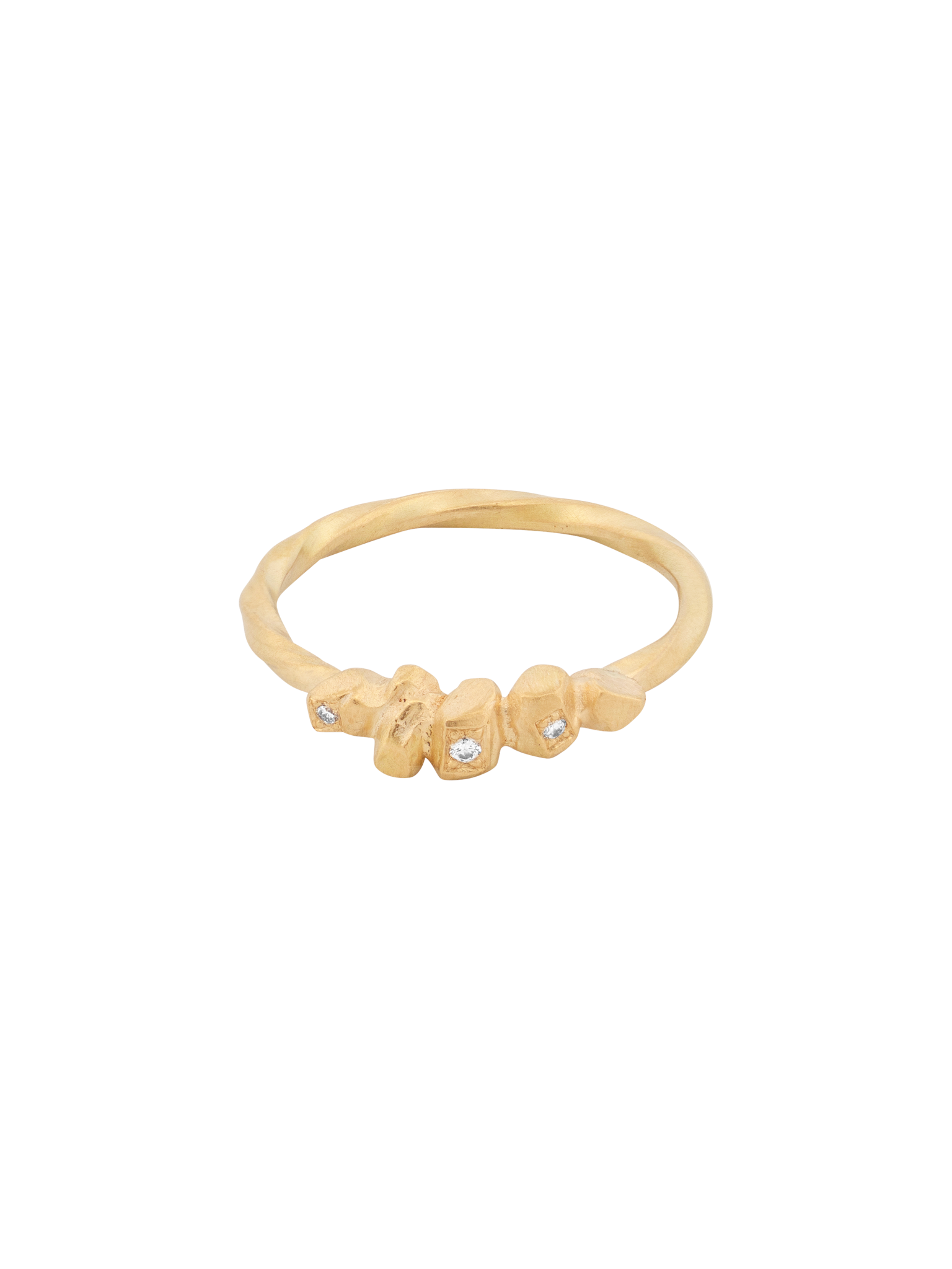 Delicate gold nugget diamond ring photo 1