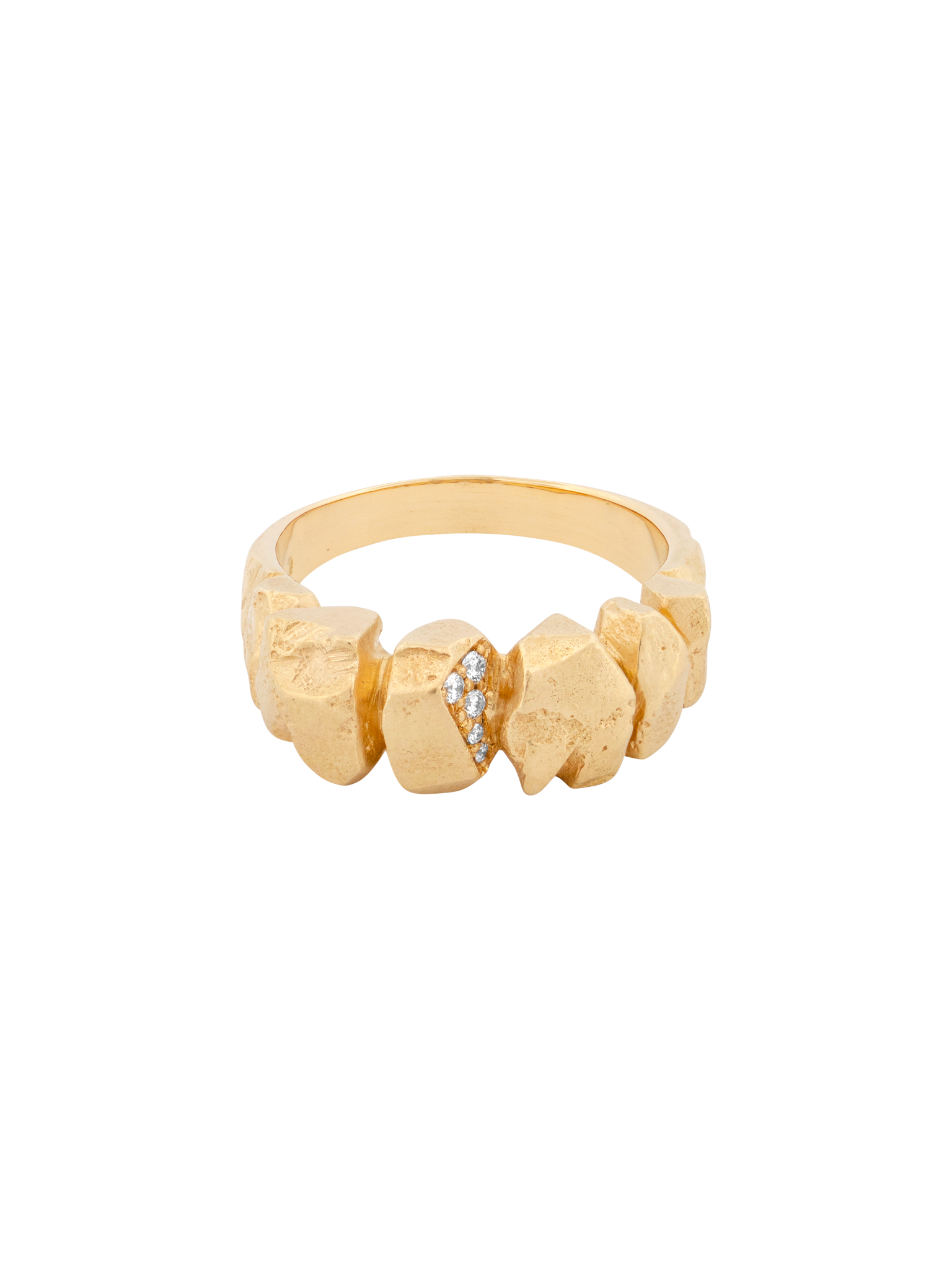Chunky gold nugget diamond ring photo 1