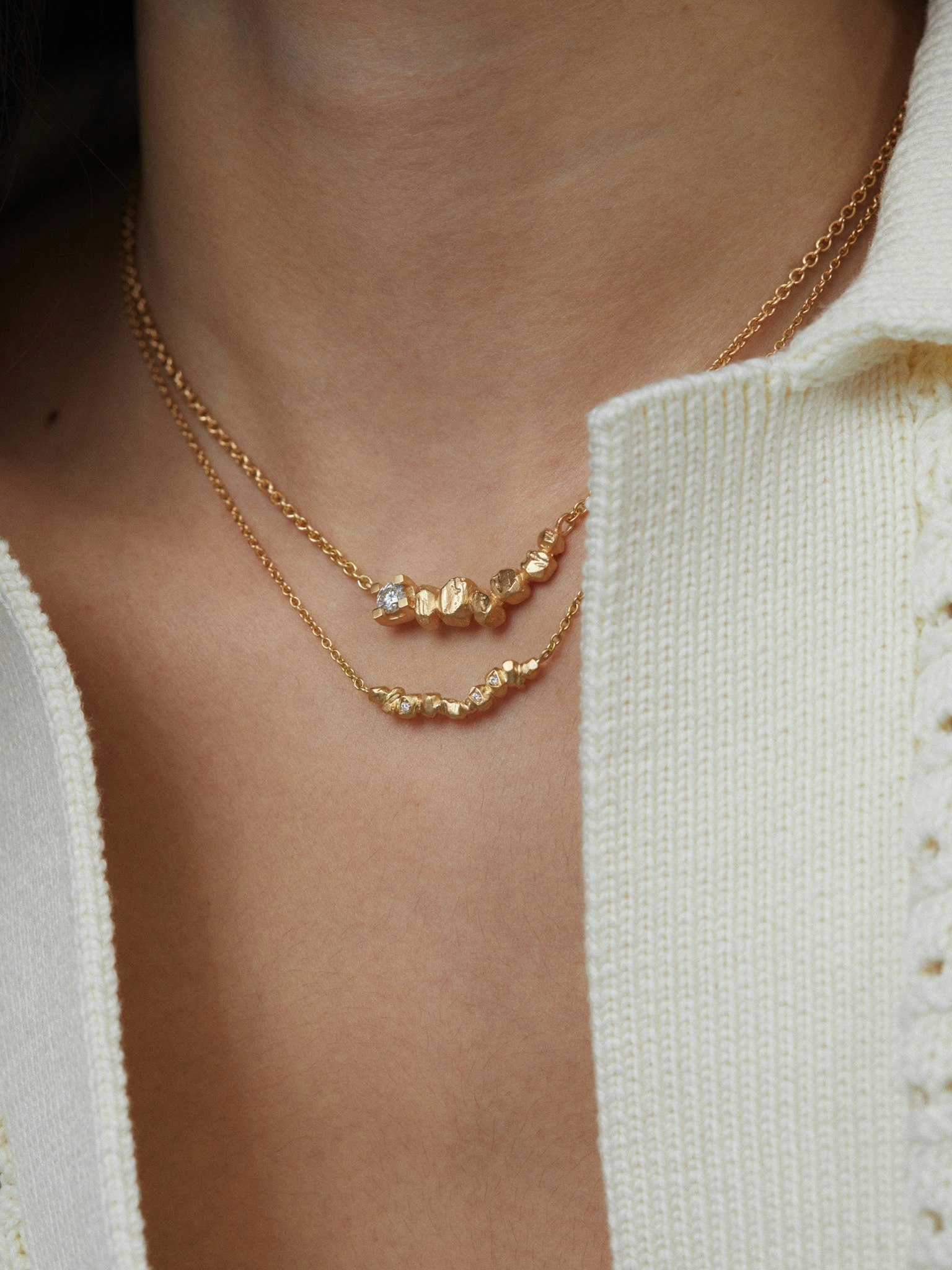 Lux gold nugget & diamond necklace photo 5