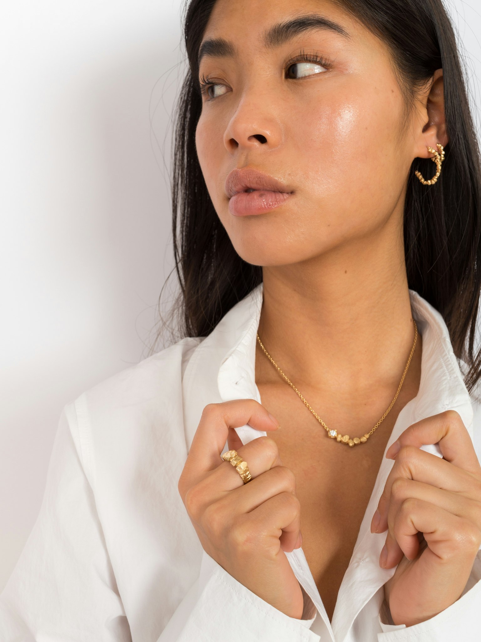 Lux gold nugget & diamond necklace photo 6