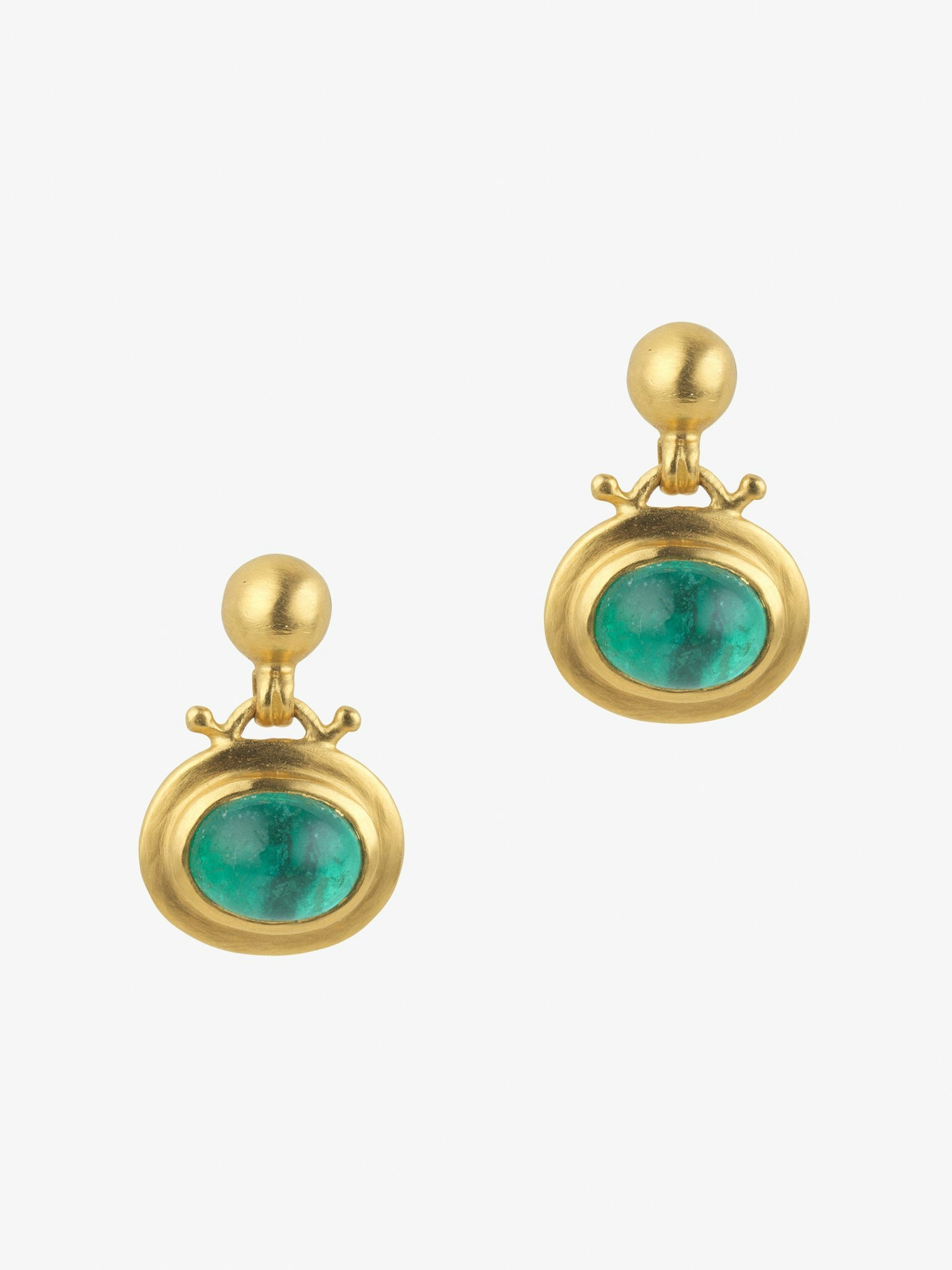 Small emerald bell earrings photo 1