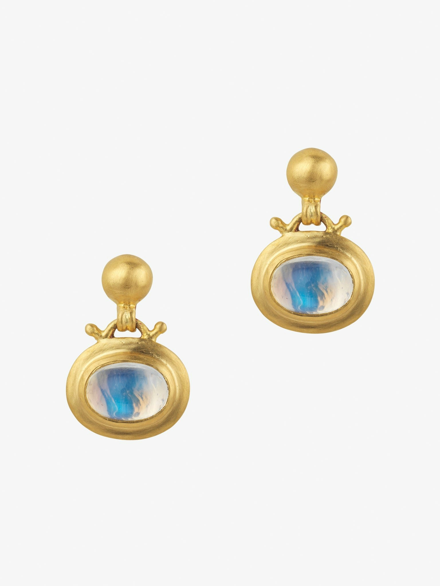 Small moonstone bell earrings photo 1