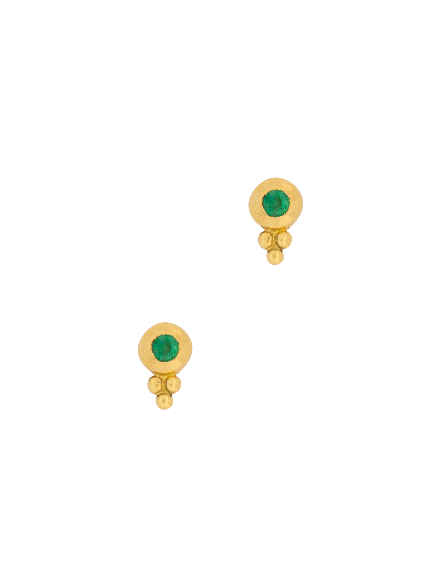 Small emerald lentil shaped bulla earrings photo 1