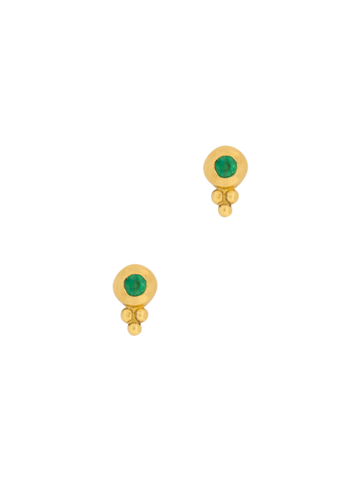 Small emerald lentil shaped bulla earrings photo