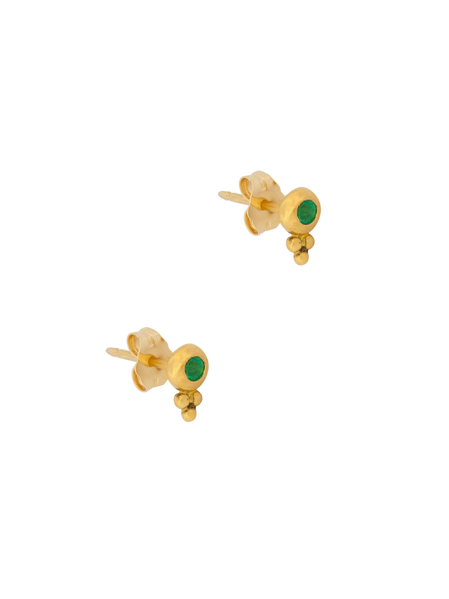 Small emerald lentil shaped bulla earrings photo 3