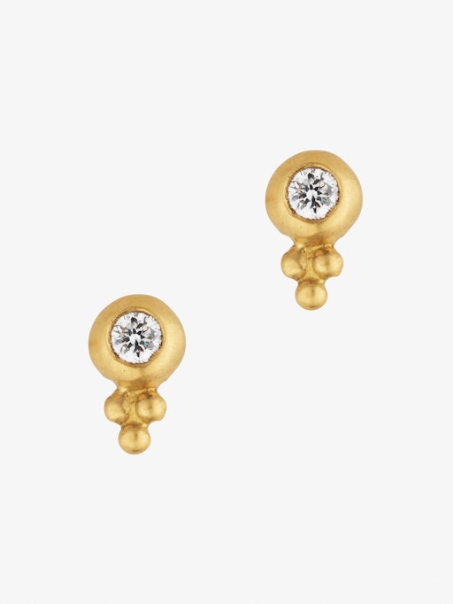 Small diamond lentil-shaped bulla earrings photo