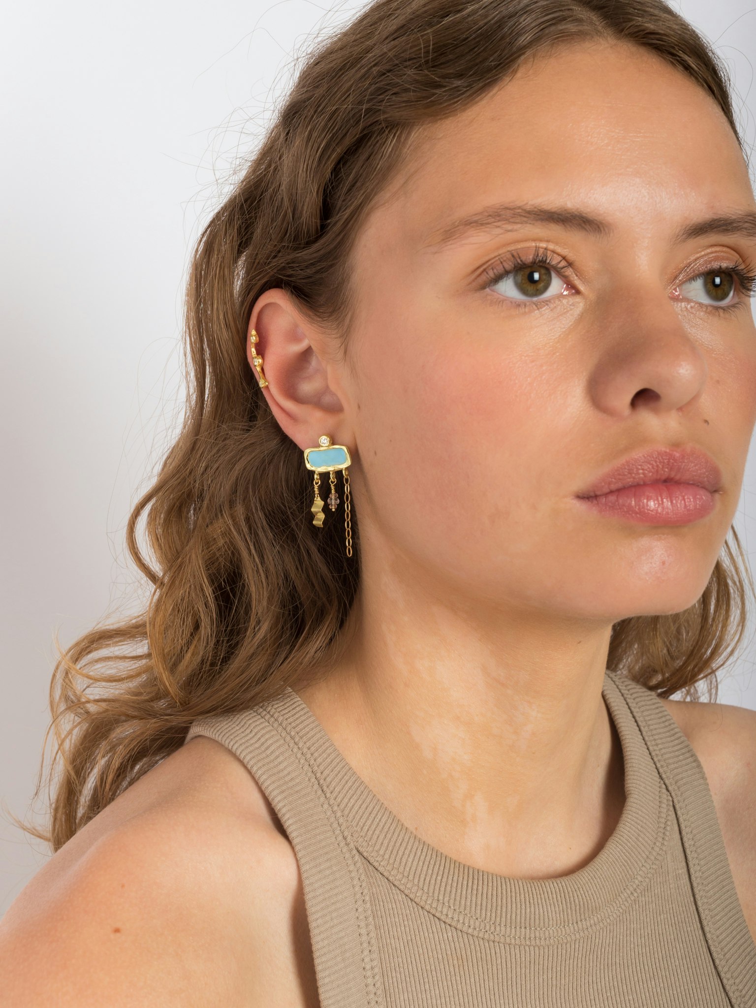 Holiday blue enamel, diamond and sapphire earring photo 2