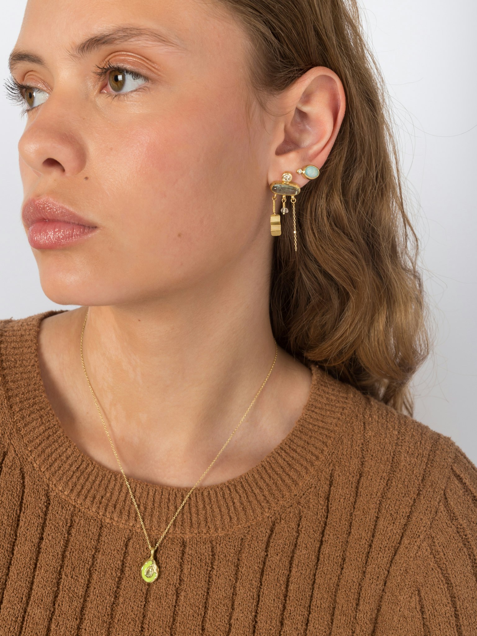 Petite partie opal and diamond stud photo 4