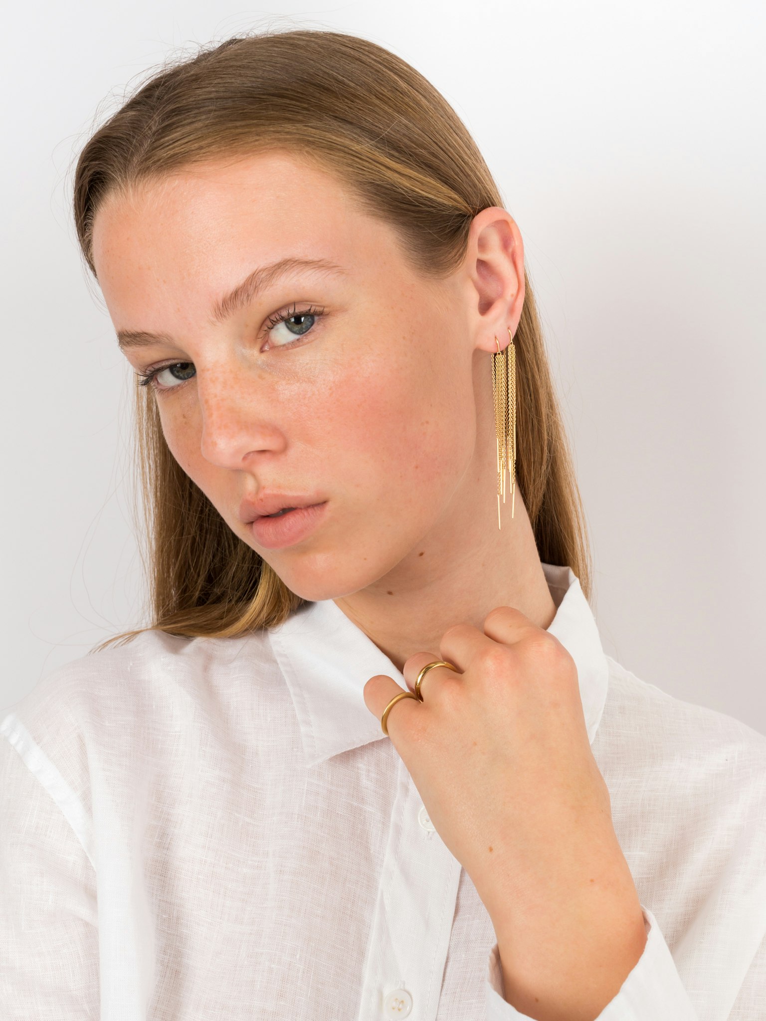 Multi chain pull through earrings photo 4