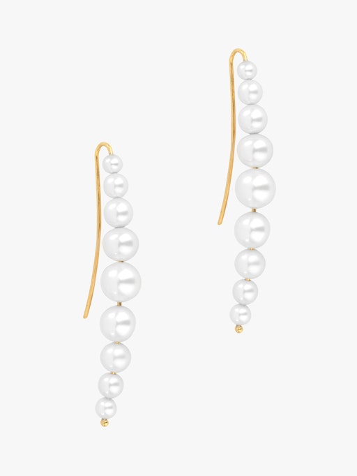 Cascading white pearl drop earrings photo