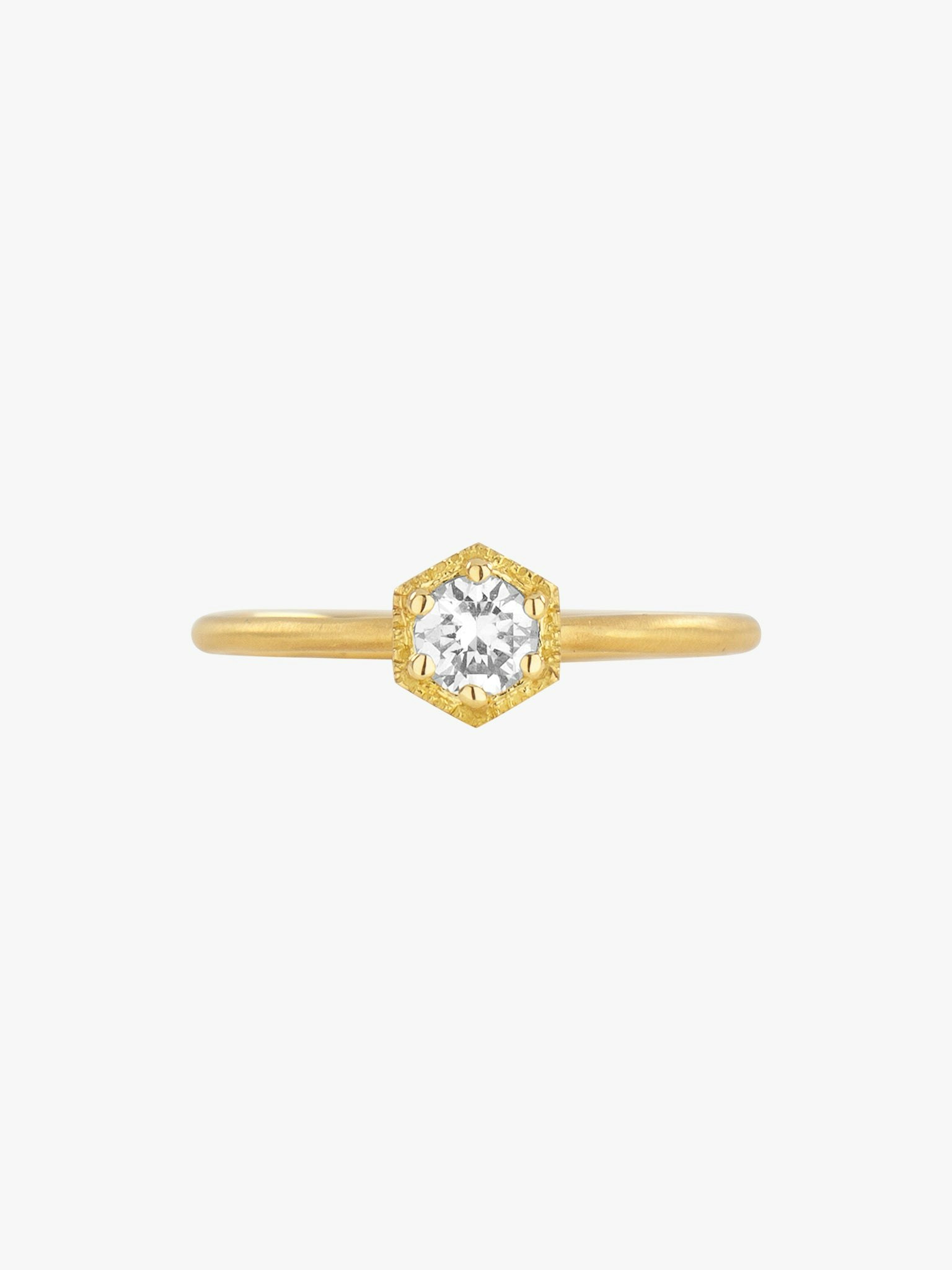 Hexagon white diamond ring photo 1