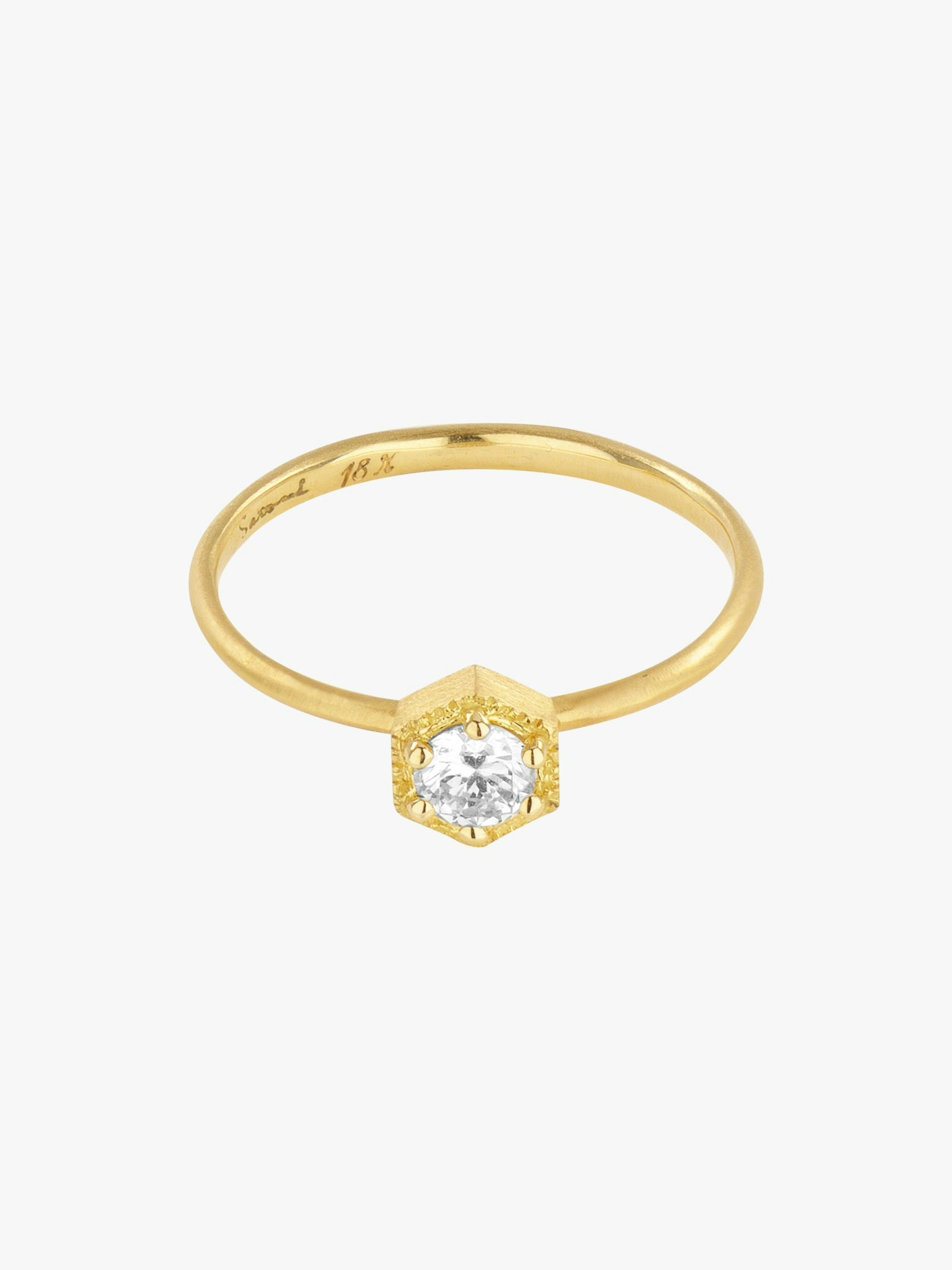 Hexagon white diamond ring photo 3