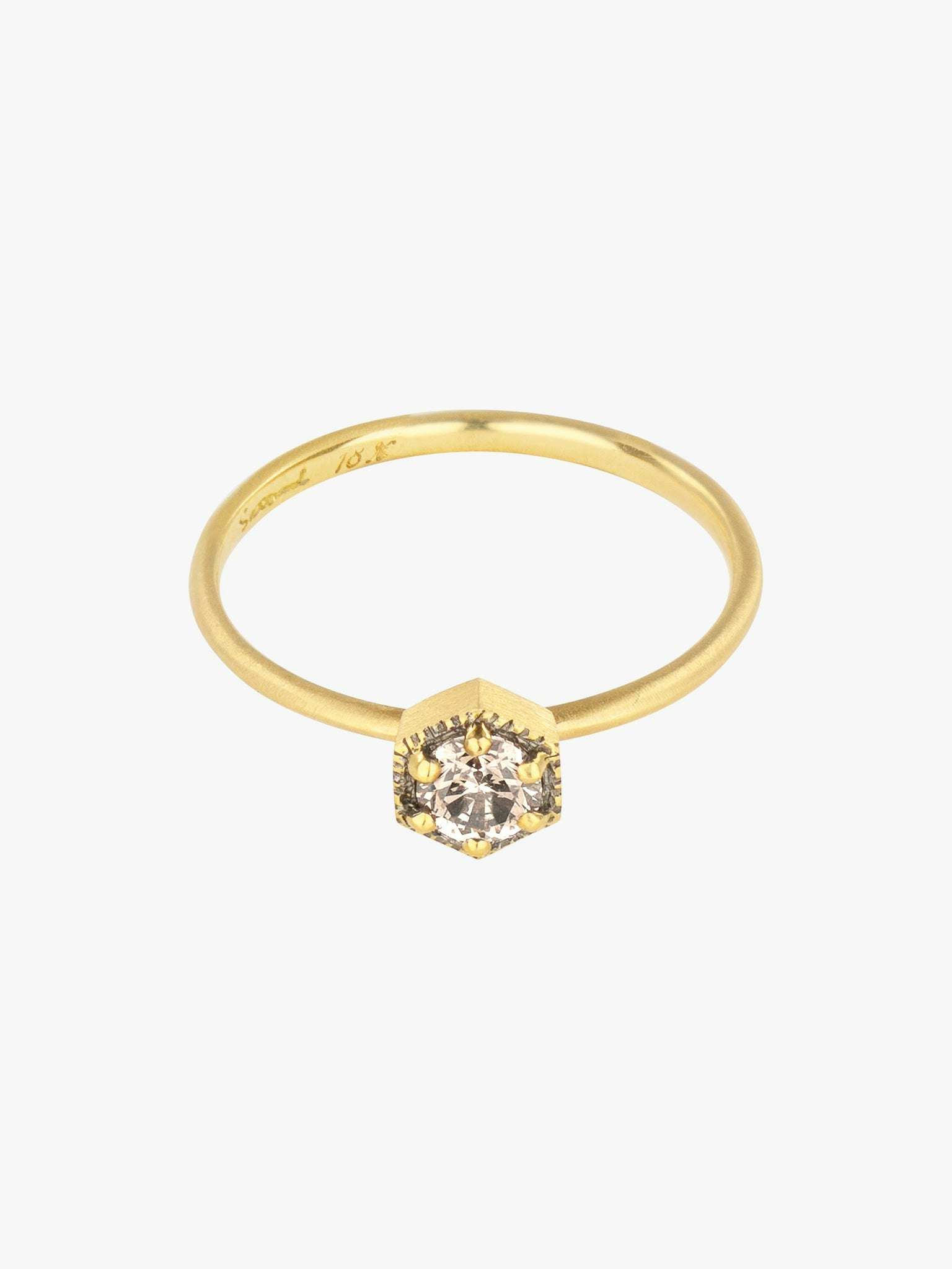 Hexagon brown diamond ring photo 3