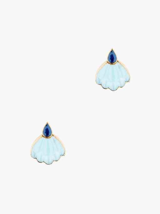 Lotus aquamarine stud earrings photo
